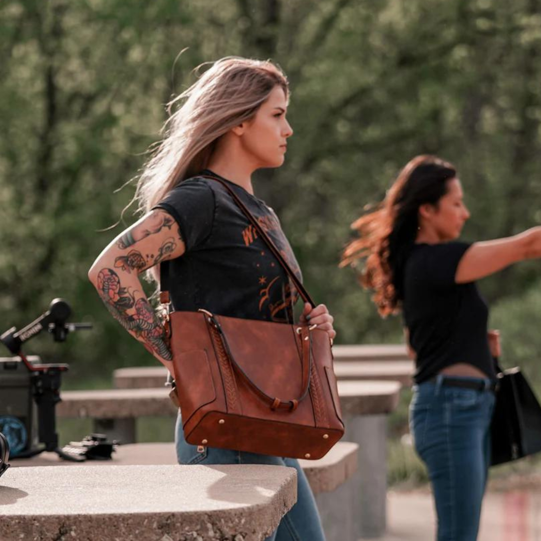 Jessie James Handbags Austin Whipstitching Concealed Carry Lock and Key Tote - Tactical Guardian