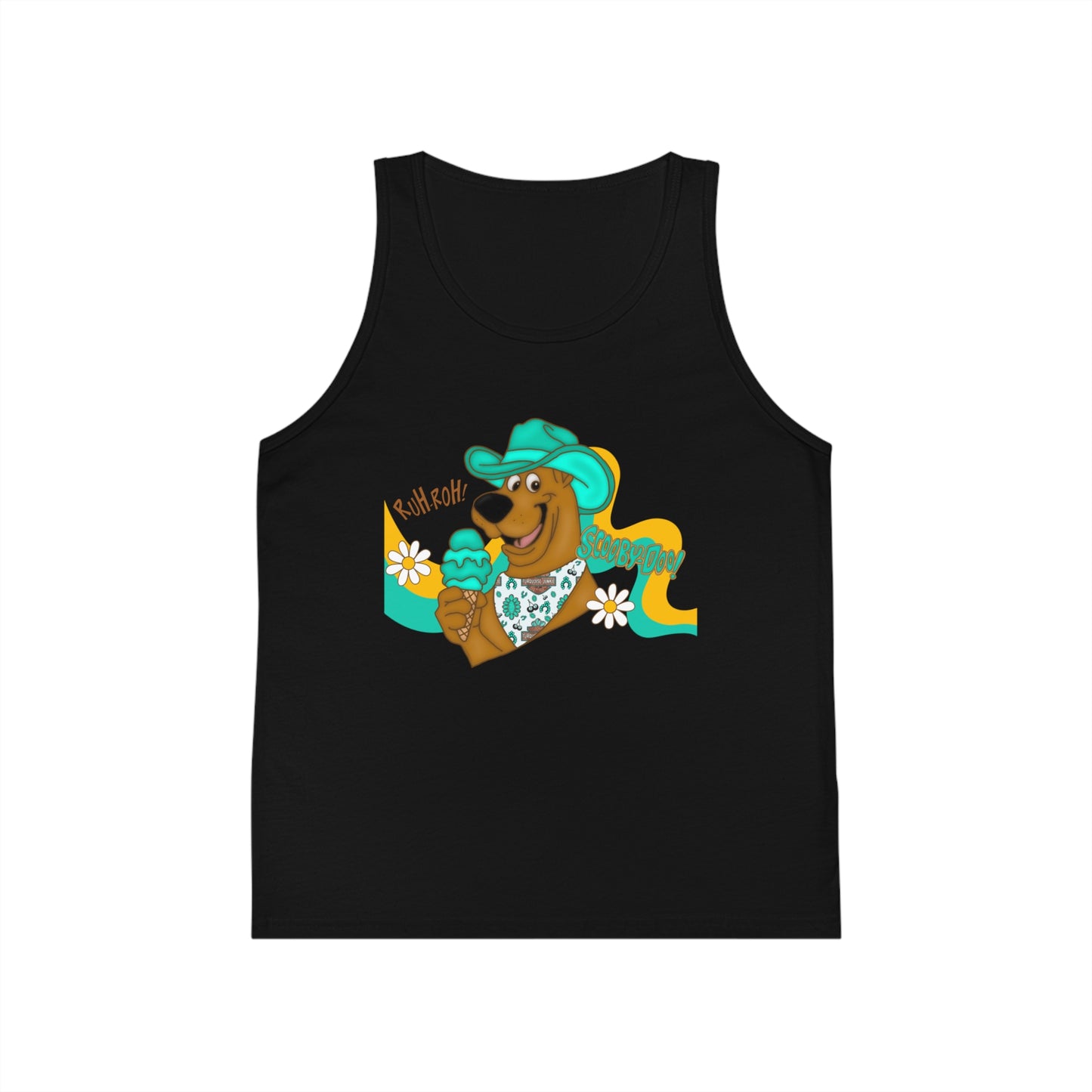 Kids Tank Top — Retro Cowboy Bear with Ice Cream