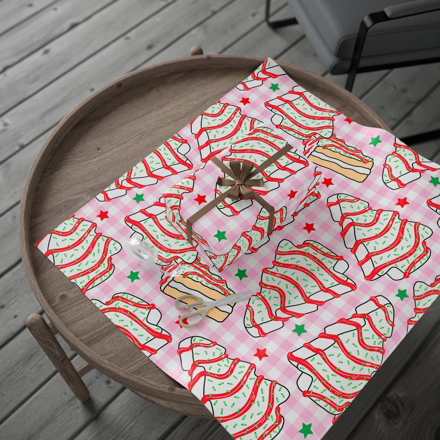 Wrapping Paper - Festive Strawberry Layer Cake Pattern (Holiday Gift Wrap)