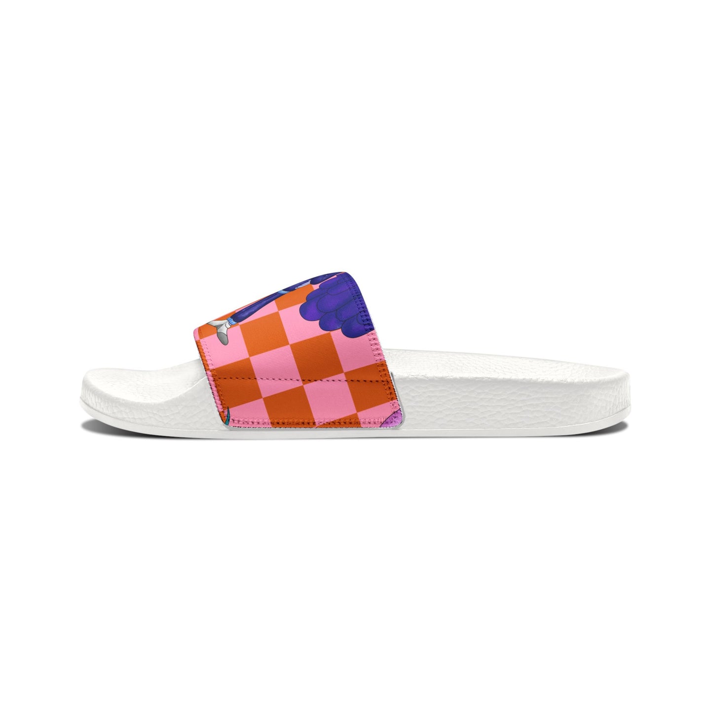 Youth Removable-Strap Sandals — Pink Checkerboard Cartoon Slides