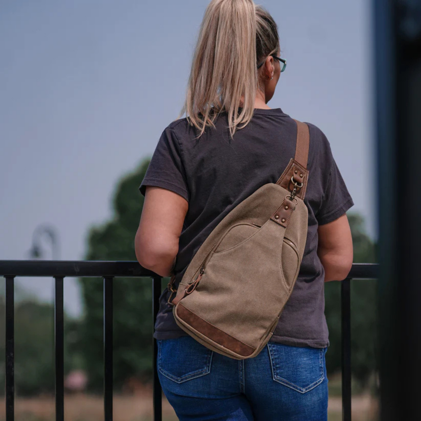 Jessie & James Glacier Unisex Canvas Sling Shoulder Concealed Backpack