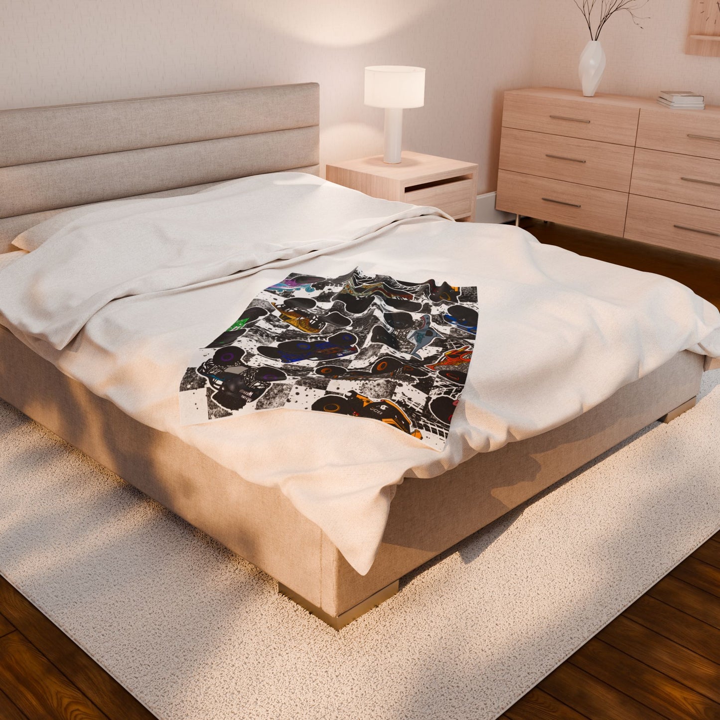 Plush Blanket — Retro Race Car Velveteen Throw