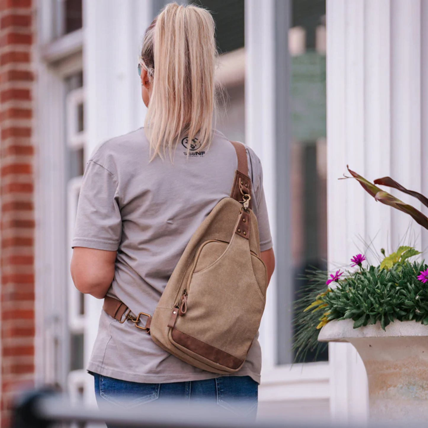 Jessie & James Glacier Unisex Canvas Sling Shoulder Concealed Backpack