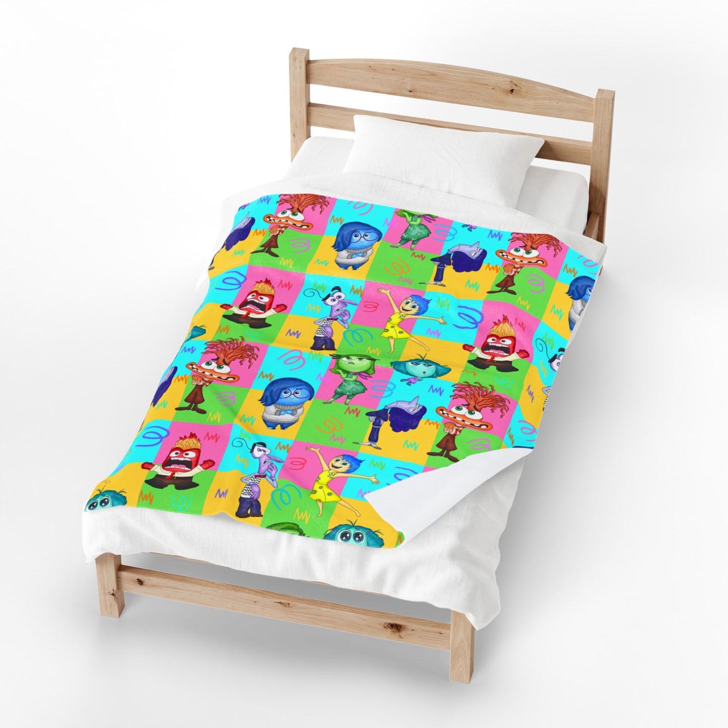 Inside Out Characters Velveteen Plush Blanket – Colorful Emotions Throw for Kids