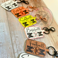 Faux Leather Sports Mom Keychain
