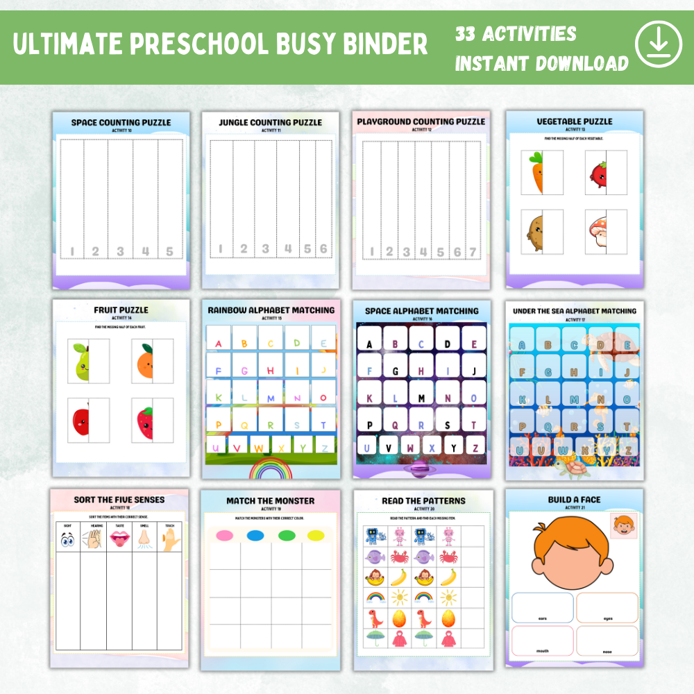 Printable Preschool Busy Binder - Digital Download - Tactical Guardian