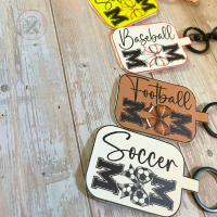 Faux Leather Sports Mom Keychain