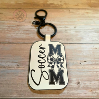 Faux Leather Sports Mom Keychain
