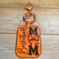 Faux Leather Sports Mom Keychain