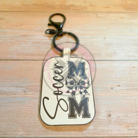 Faux Leather Sports Mom Keychain