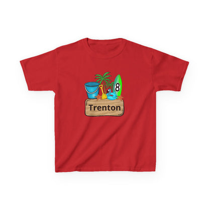 Kids Tee — Personalized Beach Design with Name (Trenton)