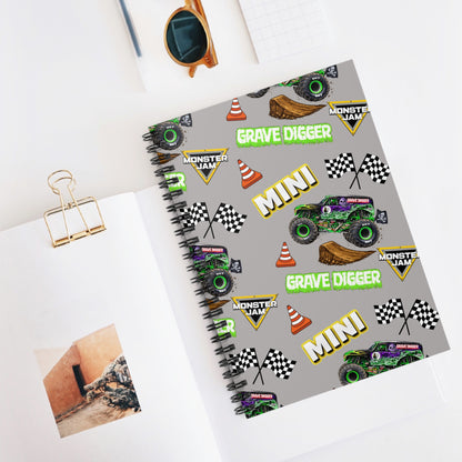 Grave Digger Mini Monster Truck Spiral Notebook — Racing Checkered Notes for Kids