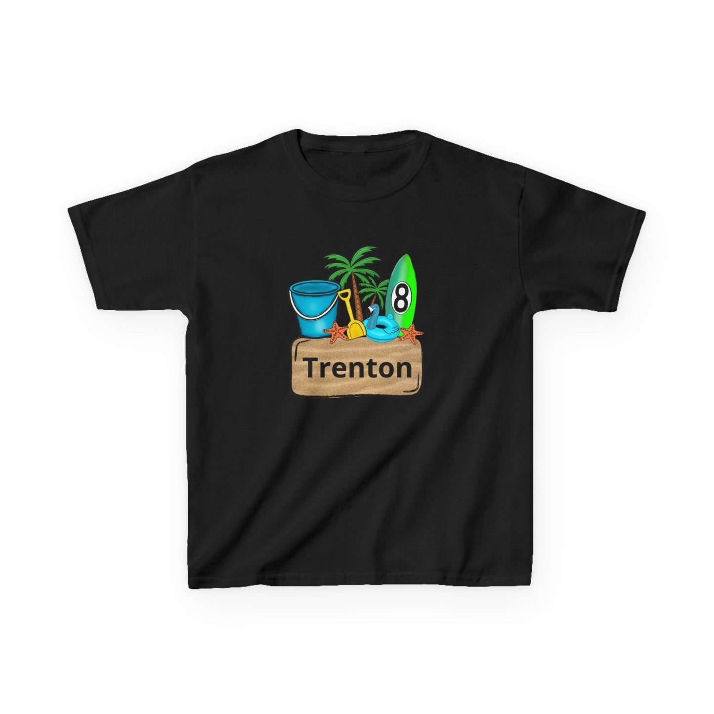 Kids Tee — Personalized Beach Design with Name (Trenton)