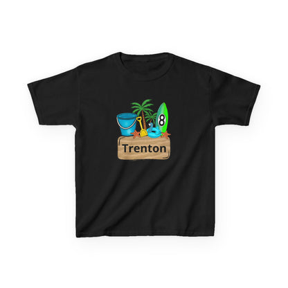 Kids Tee — Personalized Beach Design with Name (Trenton)