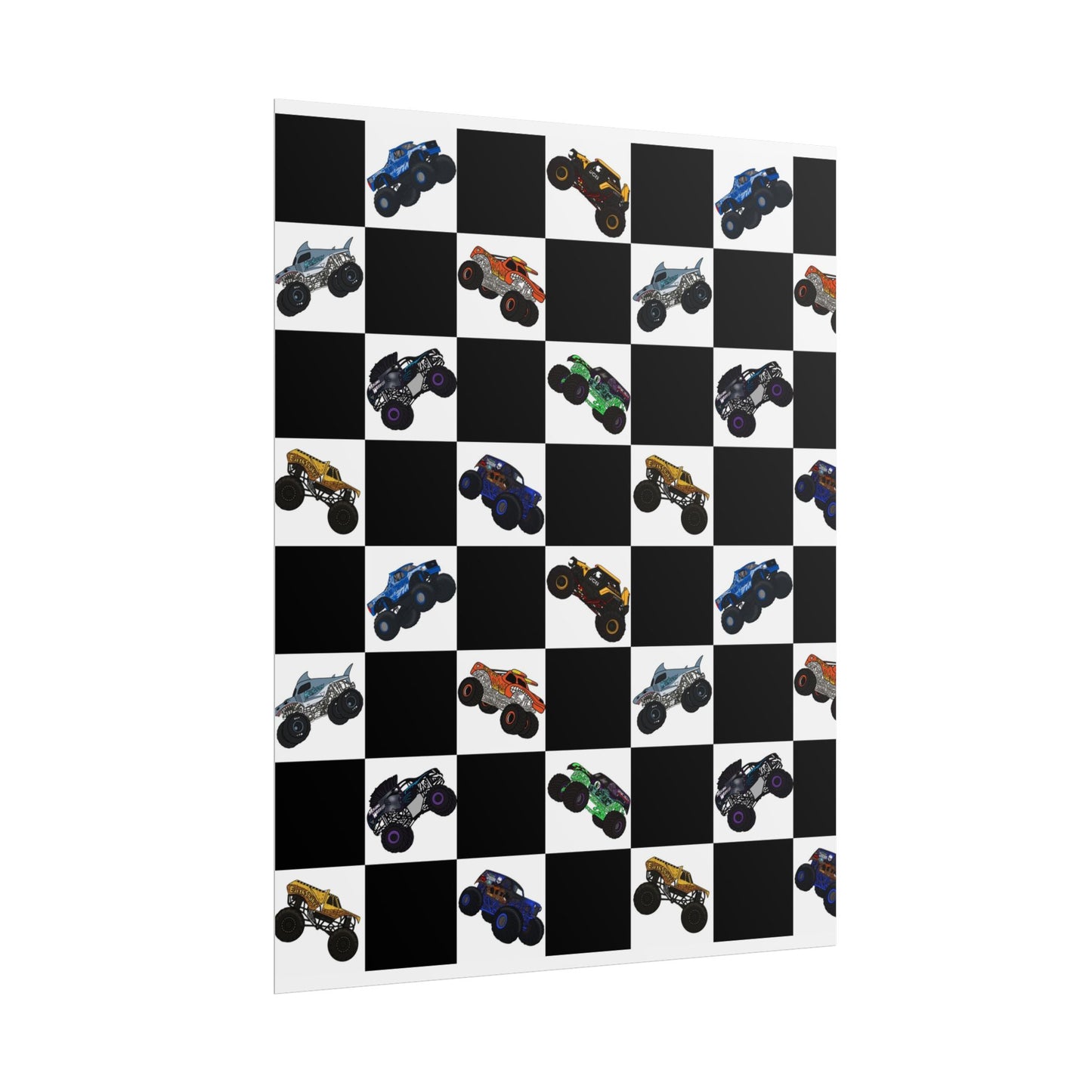 Monster Truck Checkered Poster – Kids Room Wall Art