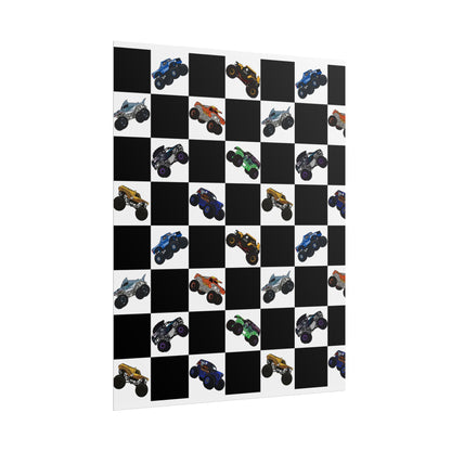 Monster Truck Checkered Poster – Kids Room Wall Art