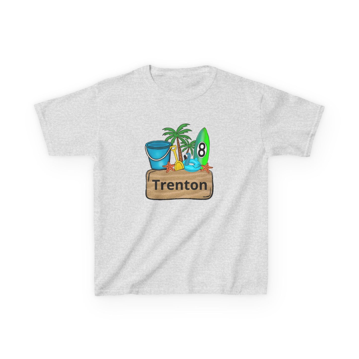 Kids Tee — Personalized Beach Design with Name (Trenton)