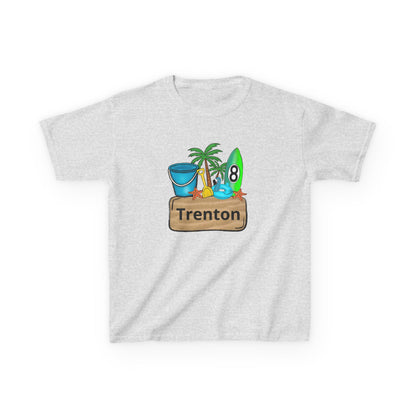Kids Tee — Personalized Beach Design with Name (Trenton)