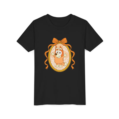 Youth Tee — Cute Orange Dog Portrait with Bow (Kids' Animal Shirt)
