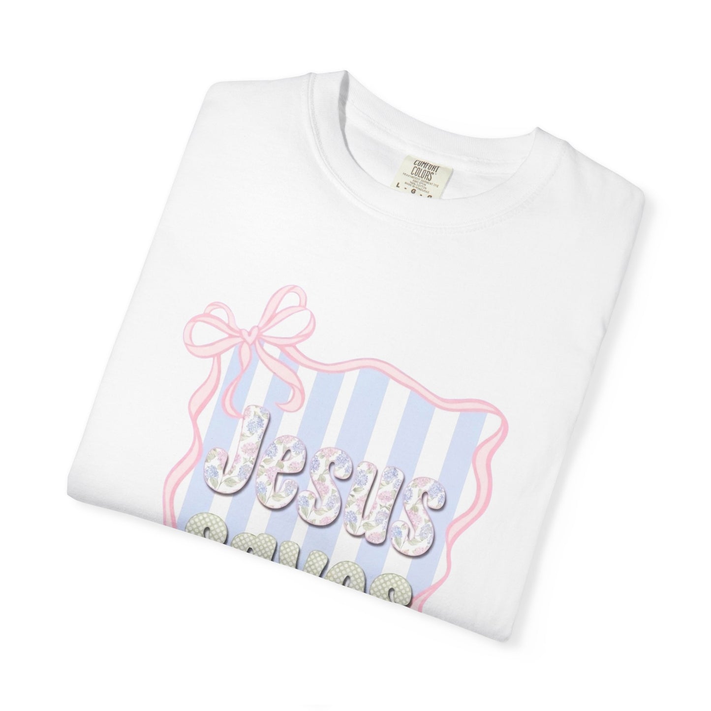 Jesus Saves I Present T-Shirt — Pastel Ribbon Christian Tee