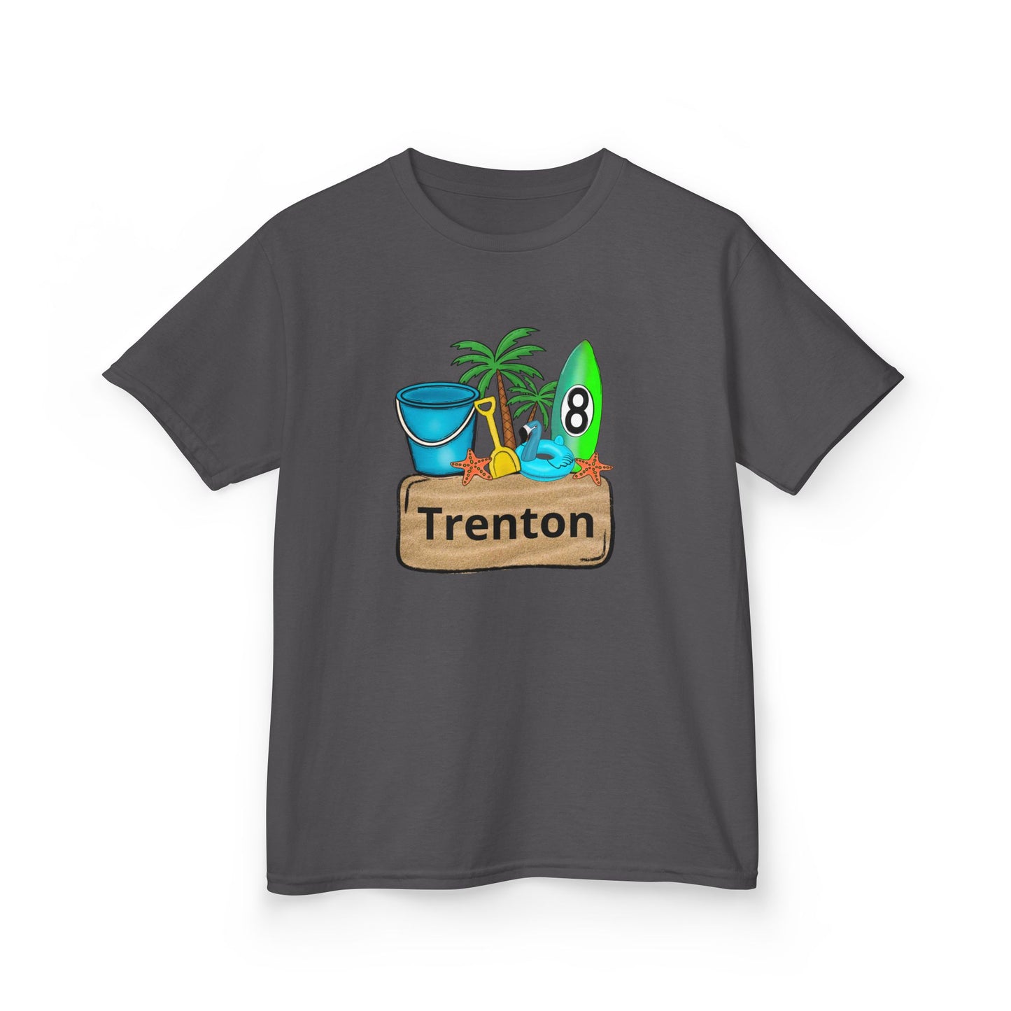 Kids Tee — Personalized Beach Design with Name (Trenton)