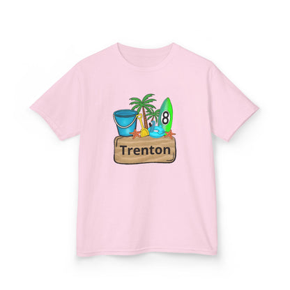 Kids Tee — Personalized Beach Design with Name (Trenton)