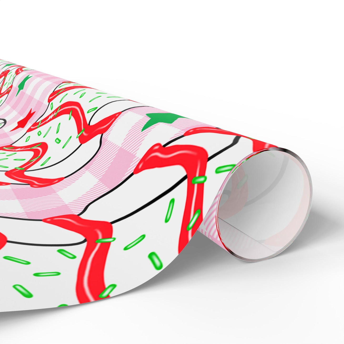 Wrapping Paper - Festive Strawberry Layer Cake Pattern (Holiday Gift Wrap)