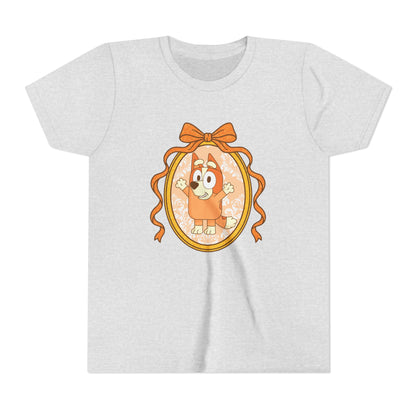 Youth Tee — Cute Orange Dog Portrait with Bow (Kids' Animal Shirt)