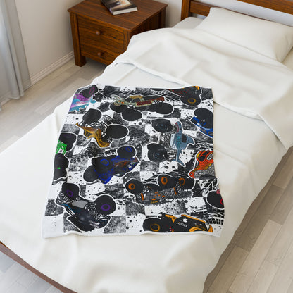 Plush Blanket — Retro Race Car Velveteen Throw