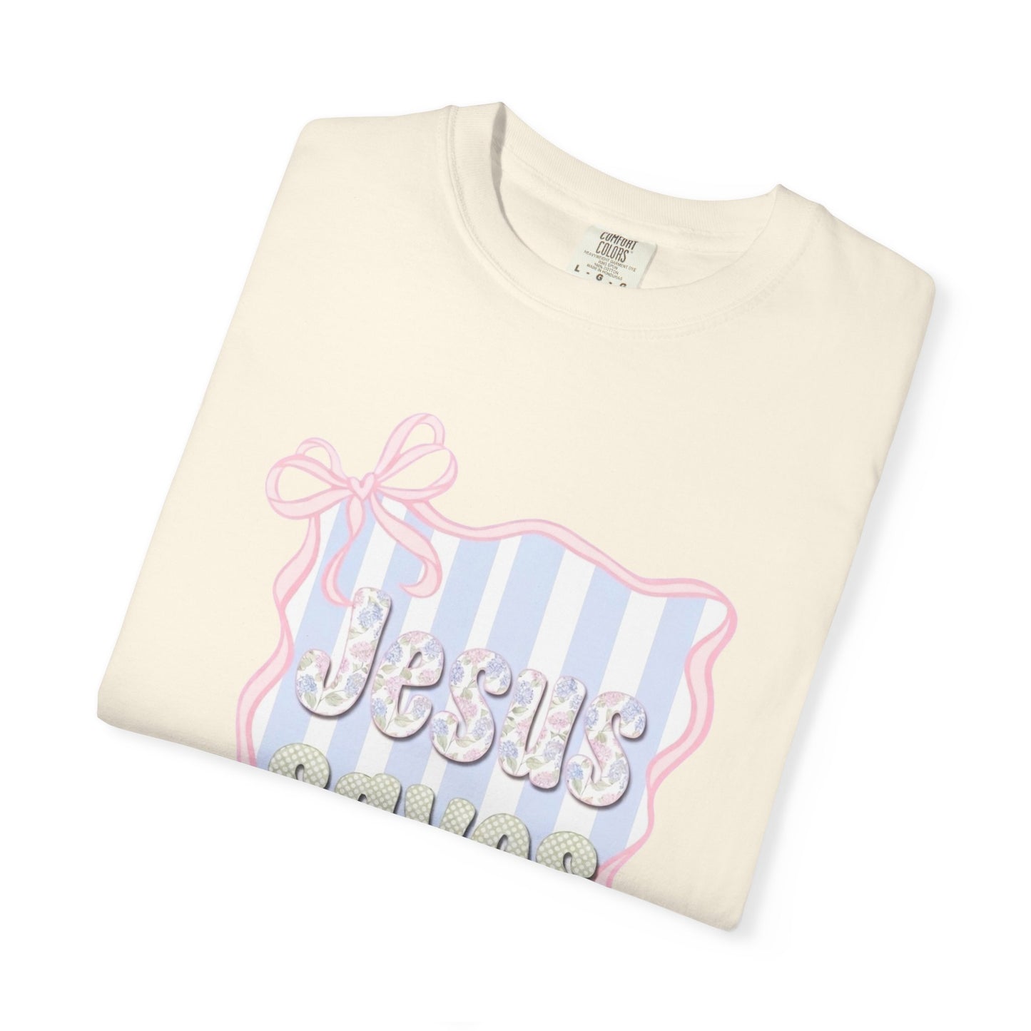 Jesus Saves I Present T-Shirt — Pastel Ribbon Christian Tee