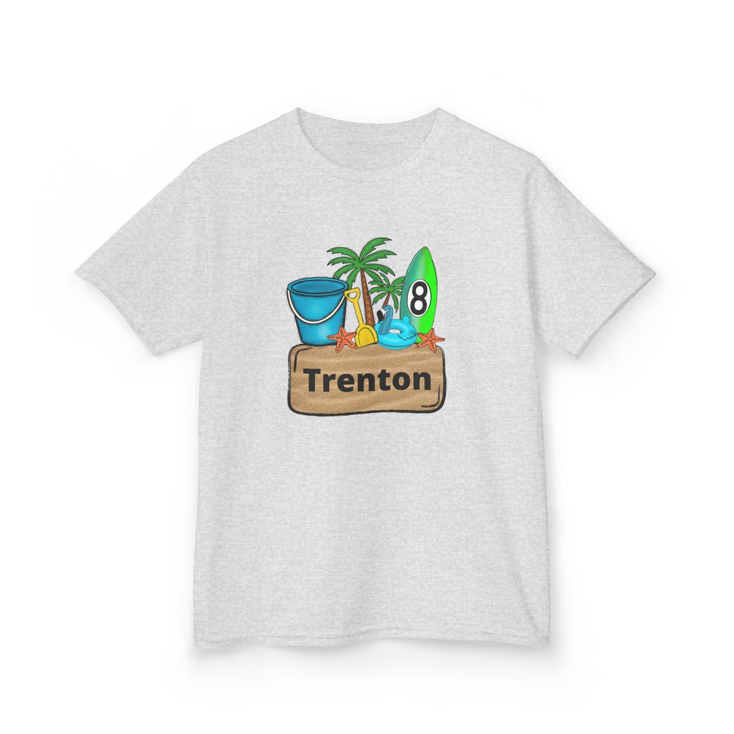 Kids Tee — Personalized Beach Design with Name (Trenton)