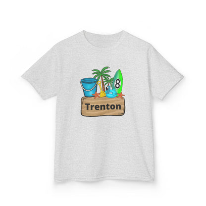Kids Tee — Personalized Beach Design with Name (Trenton)