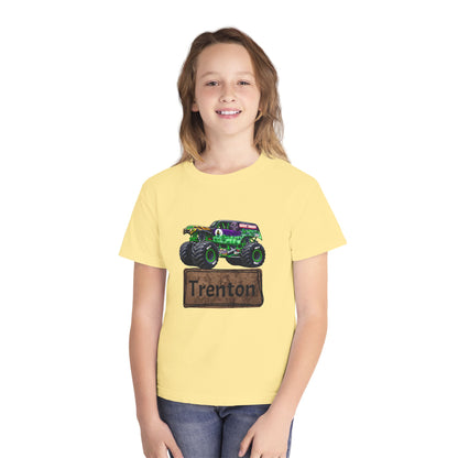 Youth Monster Truck Tee — Personalized "Trenton" Name Design