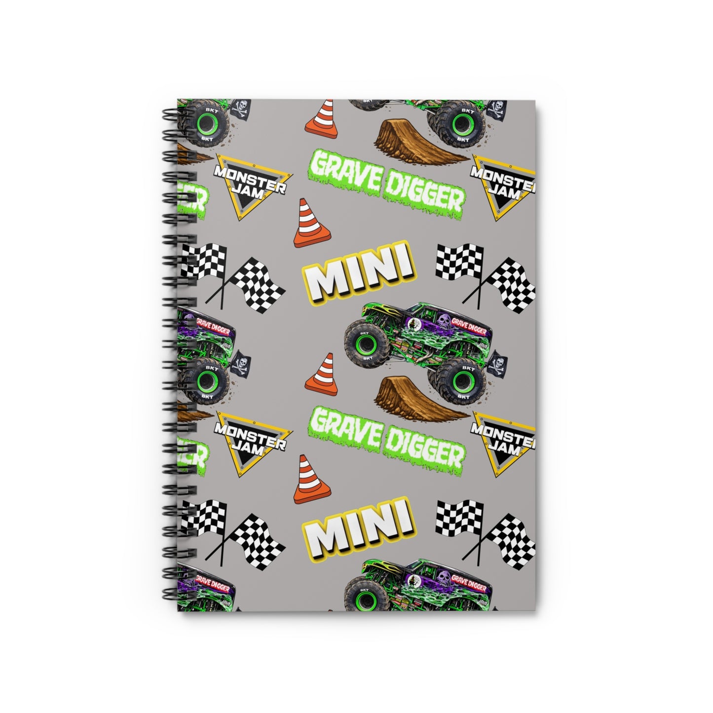 Grave Digger Mini Monster Truck Spiral Notebook — Racing Checkered Notes for Kids