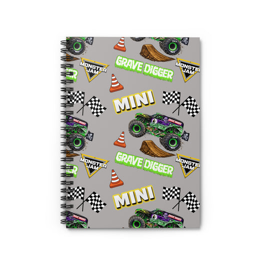 Grave Digger Mini Monster Truck Spiral Notebook — Racing Checkered Notes for Kids