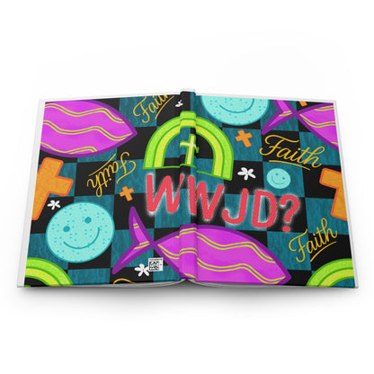 Faith Pattern Hardcover Journal — Colorful Faith & 'WJD?' Notebook