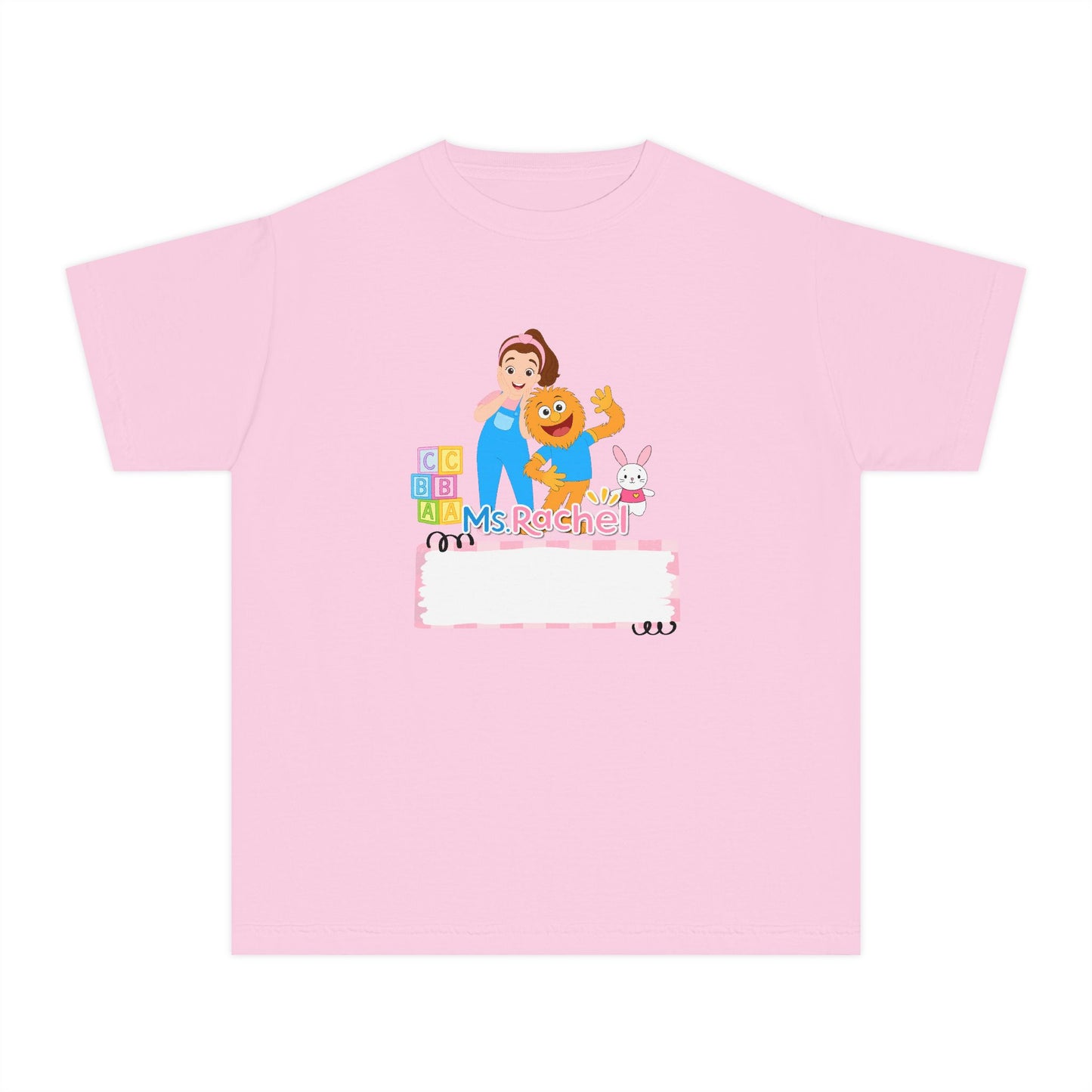 Youth Name-Label T-Shirt - Cute Preschool Daycare Shirt with Blocks & Bunny