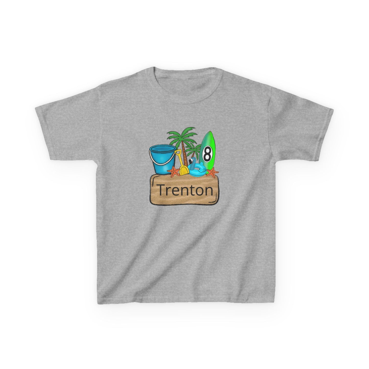 Kids Tee — Personalized Beach Design with Name (Trenton)