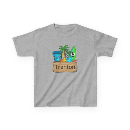 Kids Tee — Personalized Beach Design with Name (Trenton)