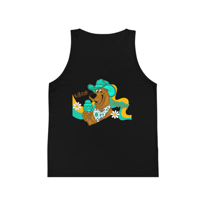Kids Tank Top — Retro Cowboy Bear with Ice Cream