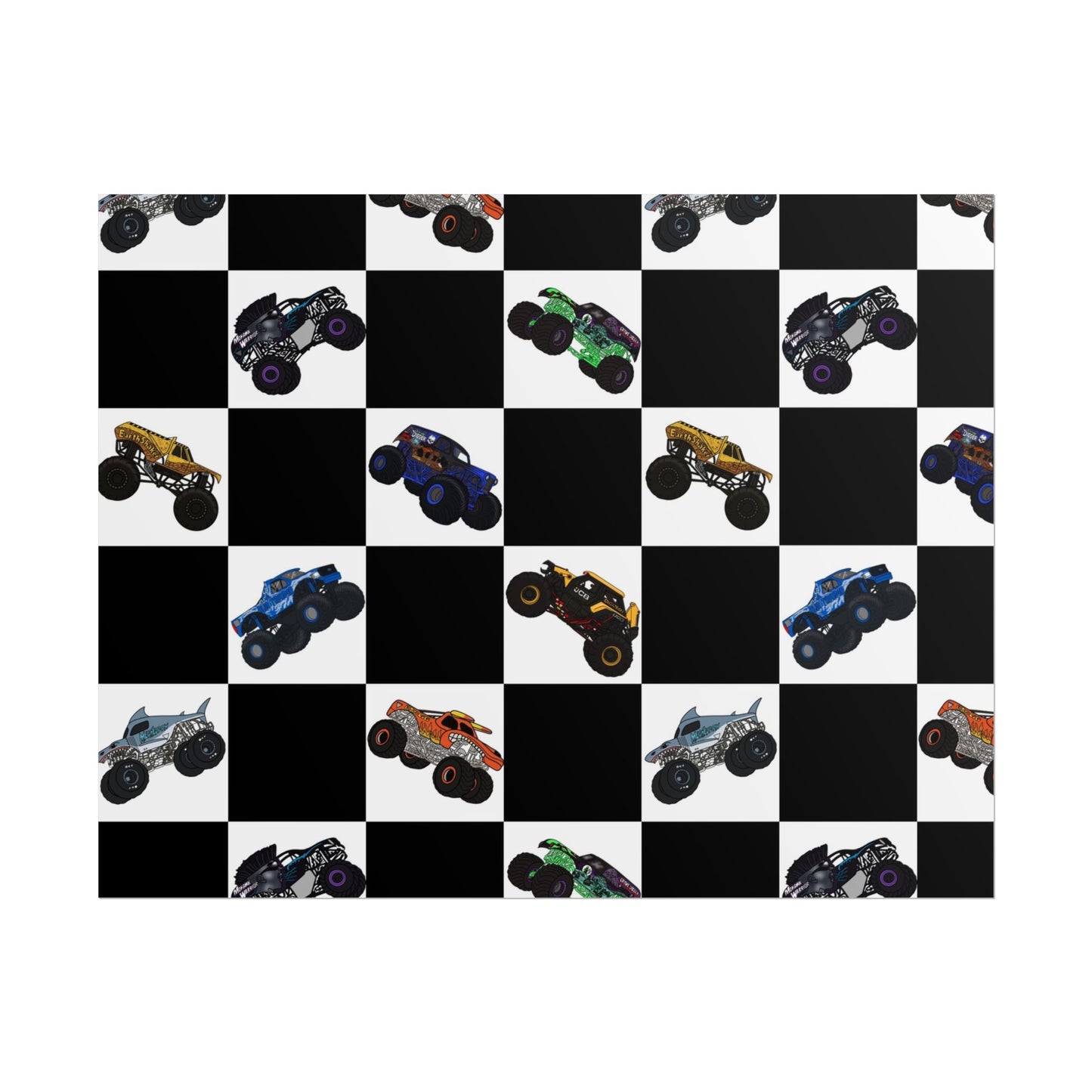 Monster Truck Checkered Poster – Kids Room Wall Art