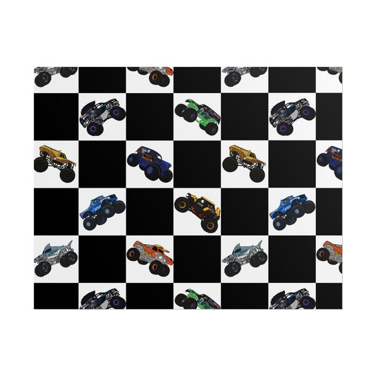 Monster Truck Checkered Poster – Kids Room Wall Art