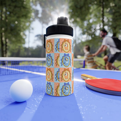 Stainless Steel Water Bottle — Cute Pastel Cartoon Animal Pattern Sports Bottle