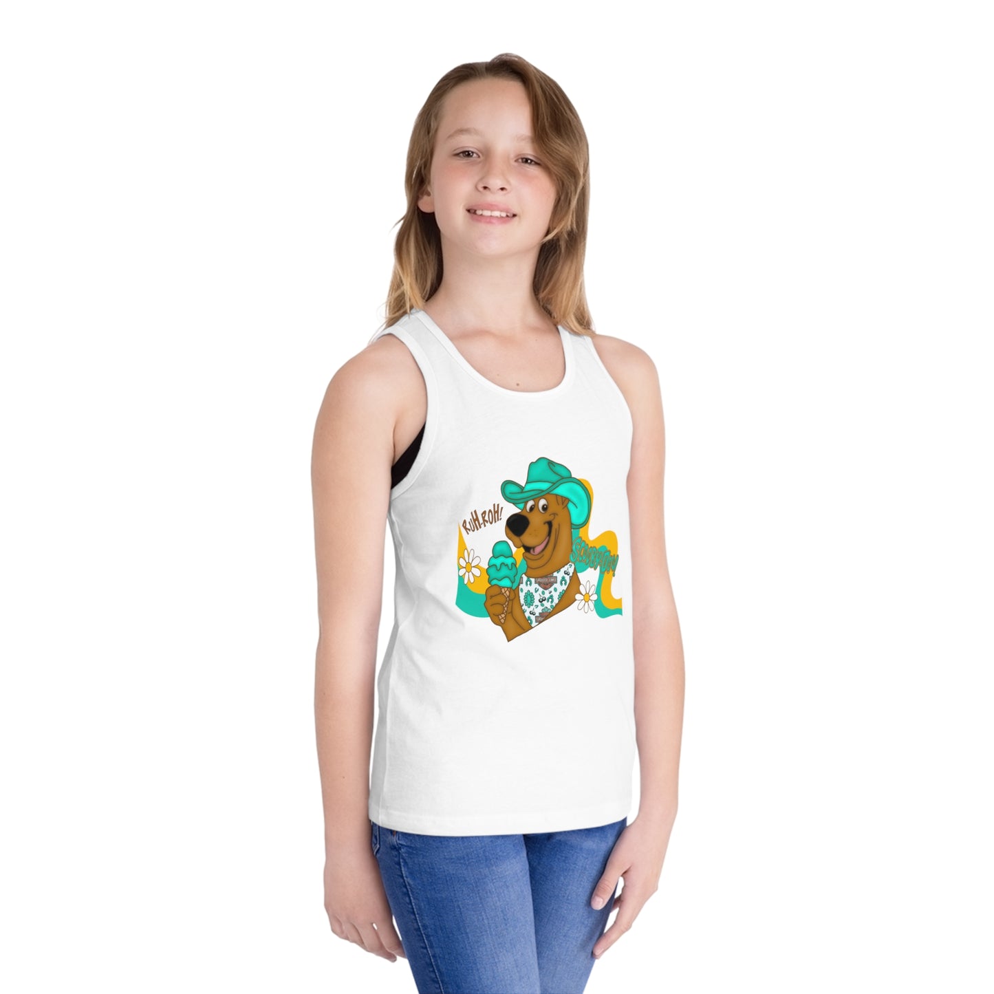 Kids Tank Top — Retro Cowboy Bear with Ice Cream