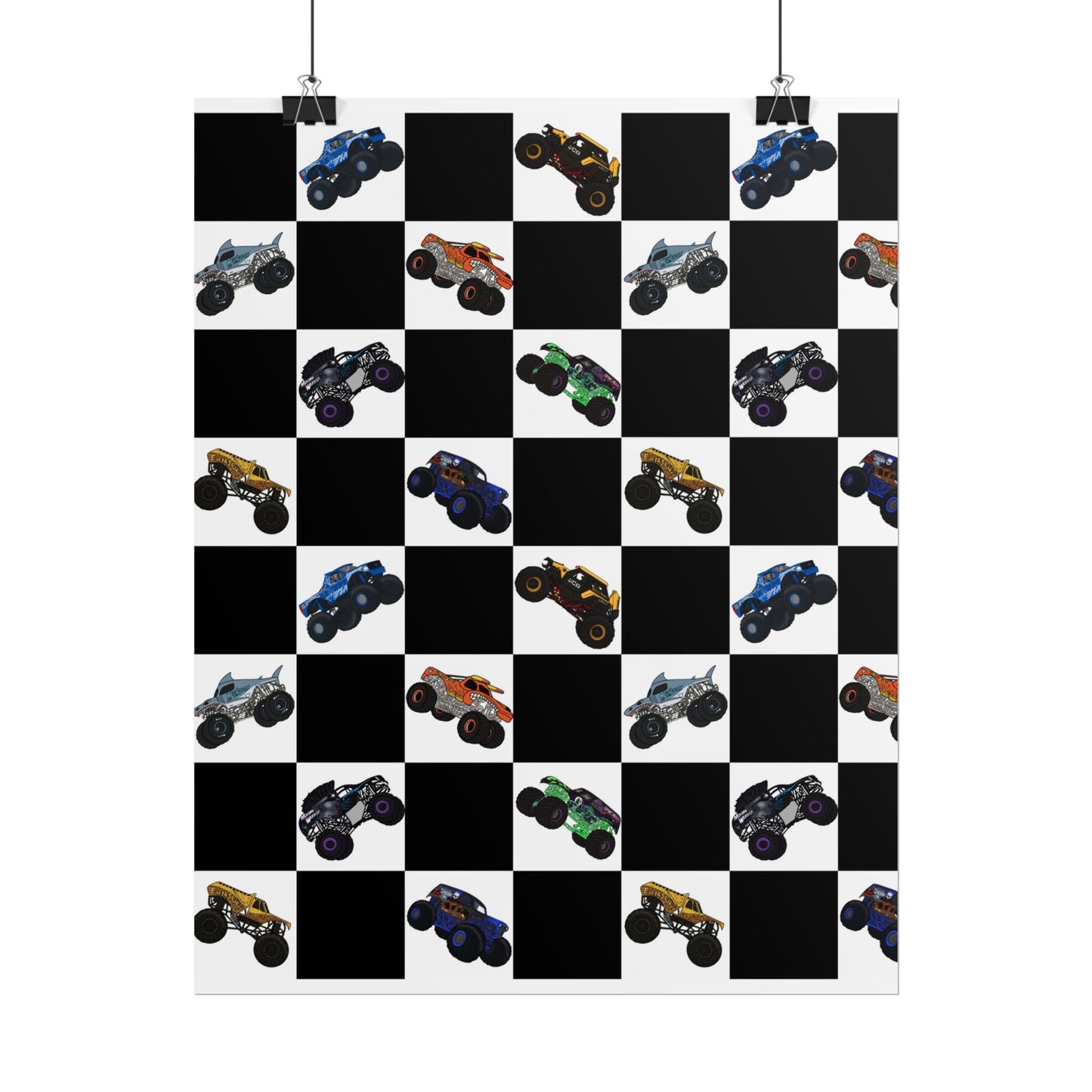 Monster Truck Checkered Poster – Kids Room Wall Art