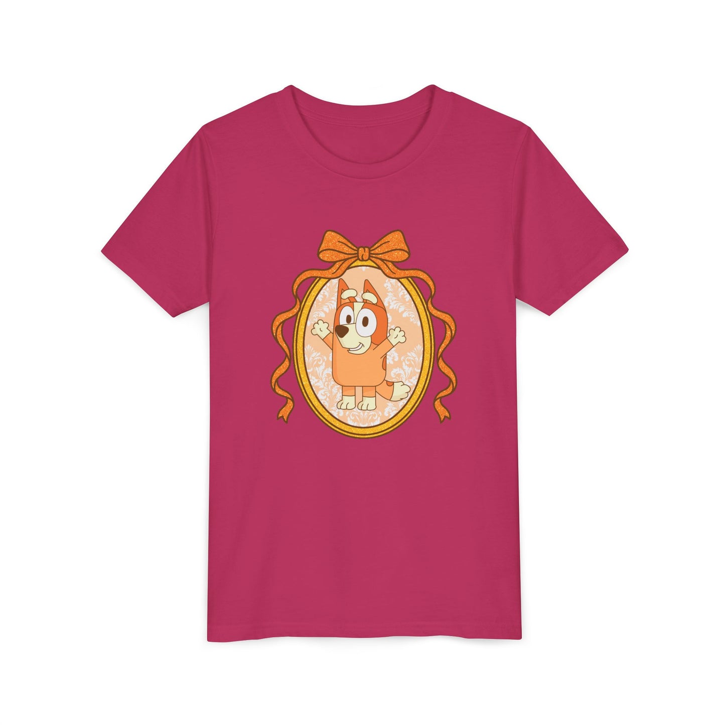 Youth Tee — Cute Orange Dog Portrait with Bow (Kids' Animal Shirt)