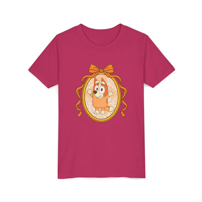 Youth Tee — Cute Orange Dog Portrait with Bow (Kids' Animal Shirt)