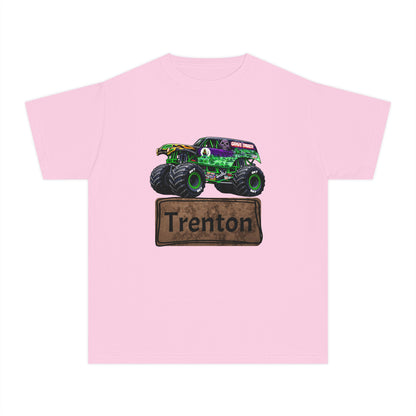 Youth Monster Truck Tee — Personalized "Trenton" Name Design