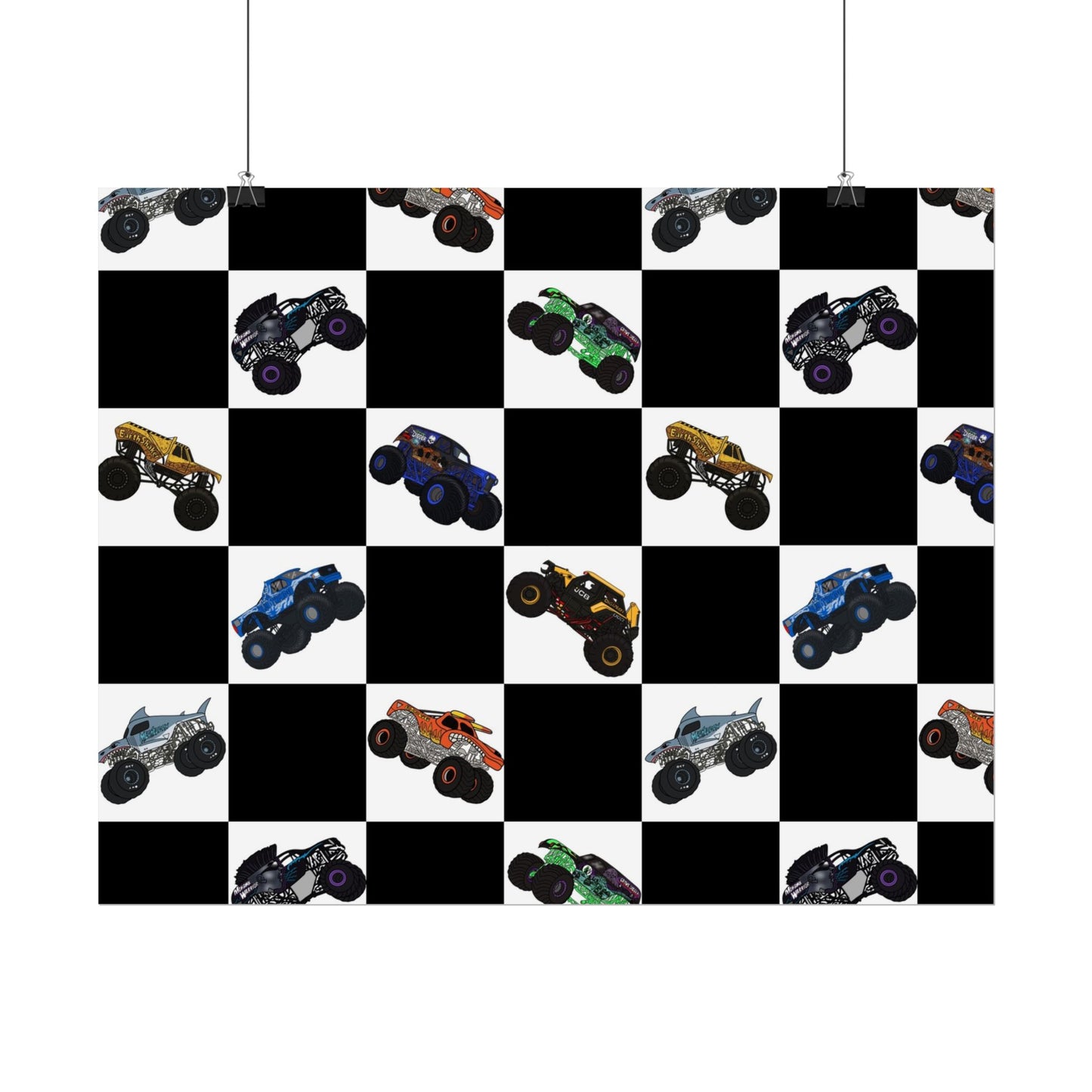 Monster Truck Checkered Poster – Kids Room Wall Art