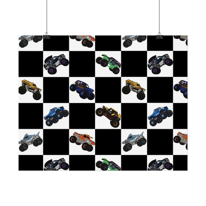 Monster Truck Checkered Poster – Kids Room Wall Art